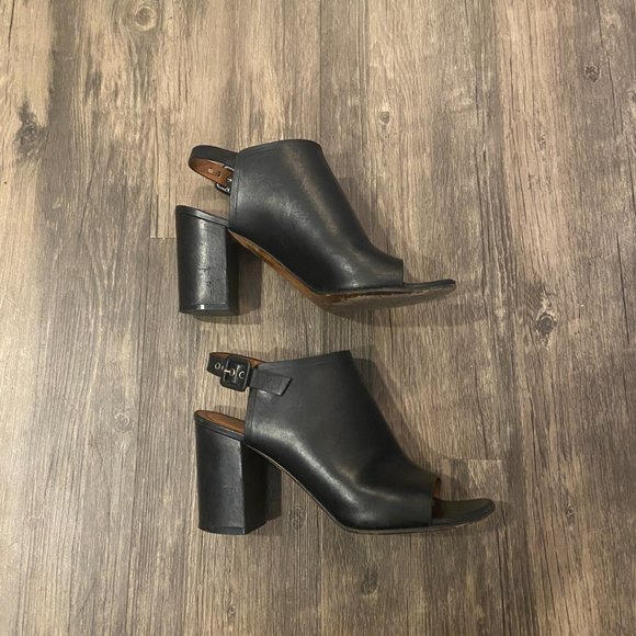 Givenchy Black Leather Block Heel Mule Sandals Shoe No Size Listed 8 or 9